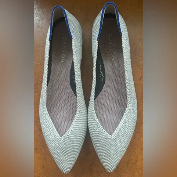 Rothy’s The Point II Diamond Twill Flats Size 8.5 Platinum Pointed Toe NWOB - Picture 6 of 11